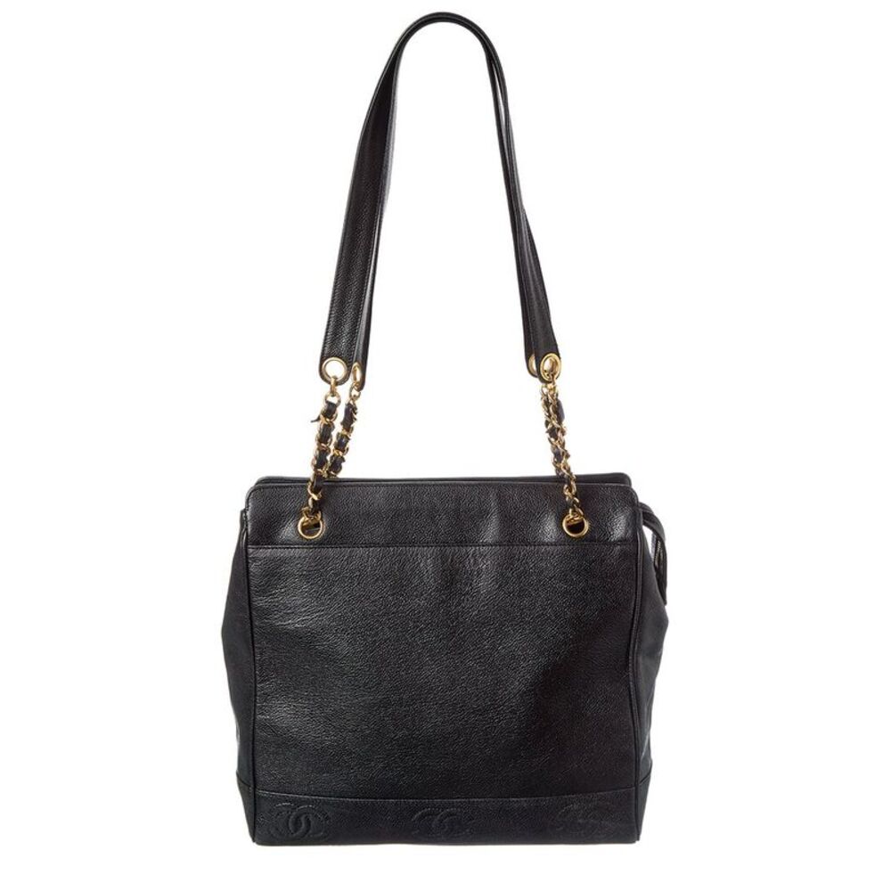 Chanel Black Caviar Leather Triple Cc Zip Tote (Authentic Pre-Loved)